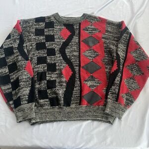 Vintage Atlantic Trader's Sweater Men's XL Geometric Southwestern Cosby Grandpa